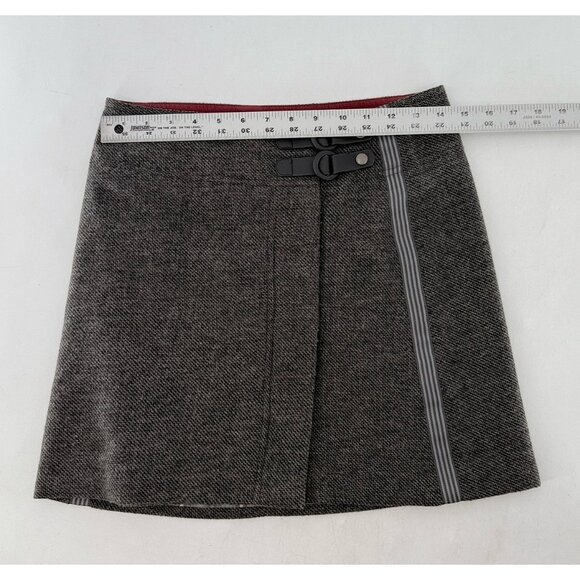 PrAna Quincy Gray Wool Blend Lined Wrap Button Mini Skirt XS Academia Schoolgirl - Picture 8 of 9